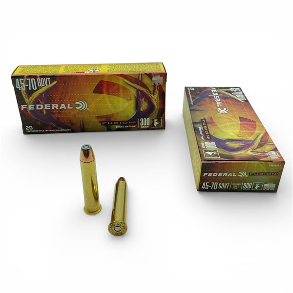 Federal Fusion 45-70 GOVT, 300 Grain Bonded Soft Point Ammunition, 40 Rounds