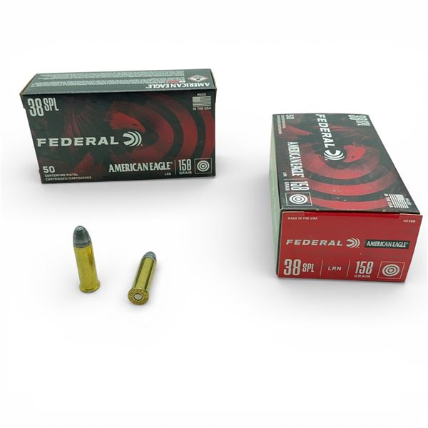 Federal American Eagle 38 Special, 158 Grain LRN Ammunition, 100 Rounds