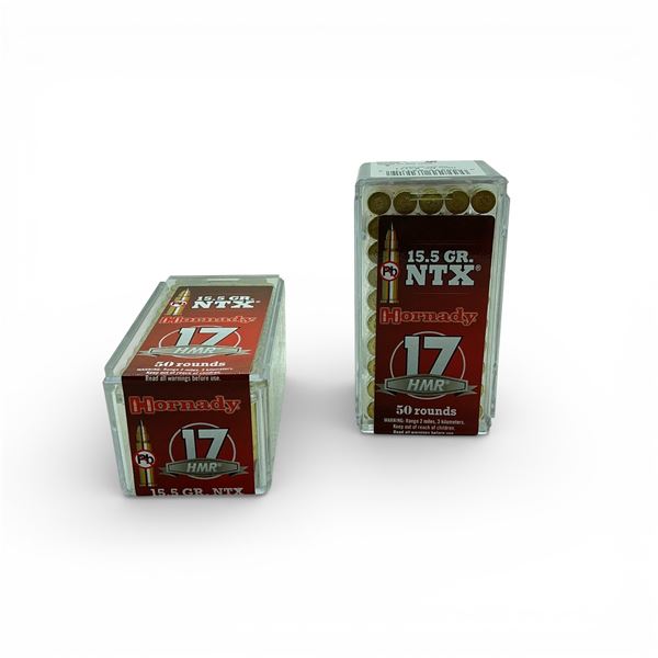 Hornady 17 HMR, 15.5 Grain NTX Ammunition, 100 Rounds
