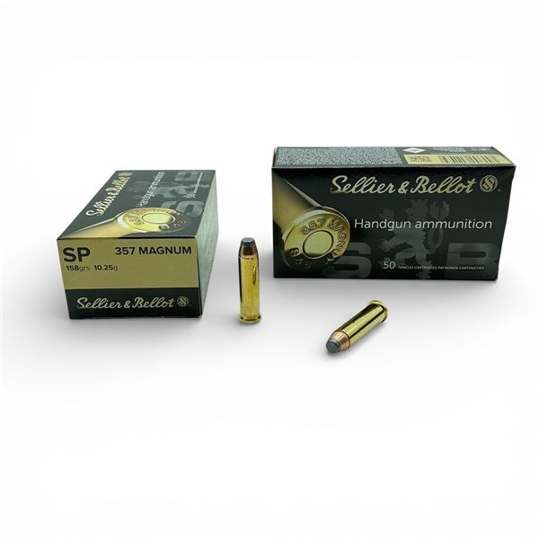 Sellier & Bellot .357 Magnum, 158 Grain SP Ammunition, 100 Rounds