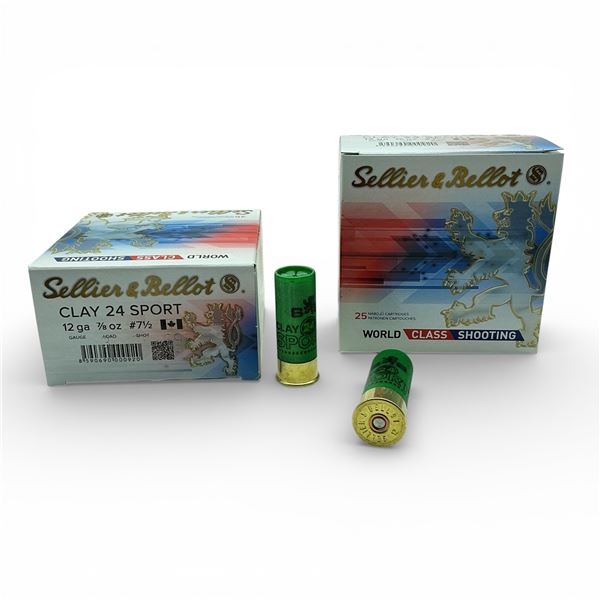 Sellier & Bellot Clay 24 Sport, 12 Ga, 7/8 oz, #7.5 Shot Ammunition, 50 Rounds