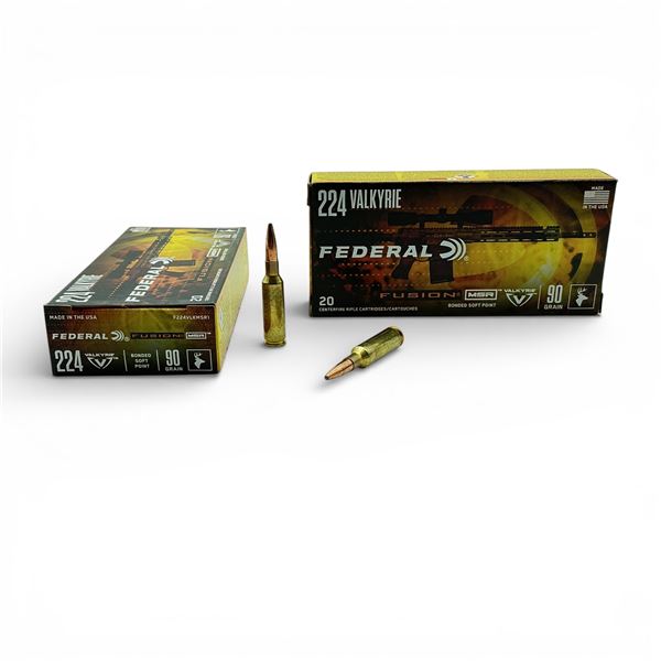 Federal Fusion 224 Valkyrie, 90 Grain Bonded Soft Point Ammunition, 40 Rounds