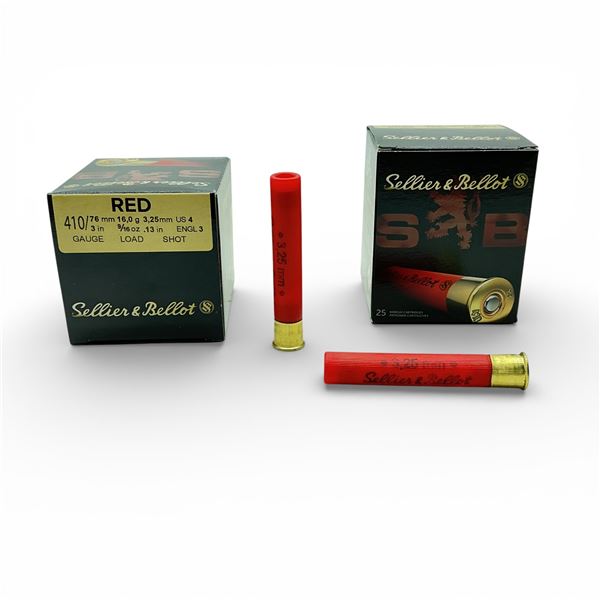 Sellier & Bellot Red 410 Ga, 3", 9/16 oz, #4 Shot Ammunition, 50 Rounds