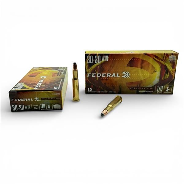 Federal Fusion 30-30 Win, 170 Grain Bonded Soft Point Ammunition, 40 Rounds