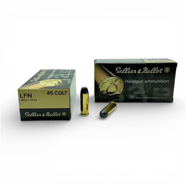 Sellier & Bellot 45 Colt, 250 Grain LFN Ammunition, 100 Rounds