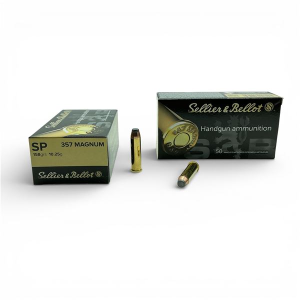 Sellier & Bellot .357 Magnum, 158 Grain SP Ammunition, 100 Rounds