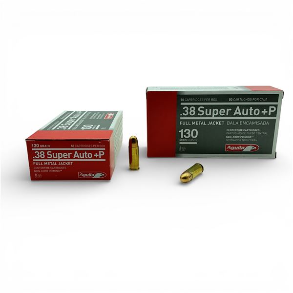Aguila .38 Super Auto+P, 130 Grain FMJ Ammunition, 100 Rounds