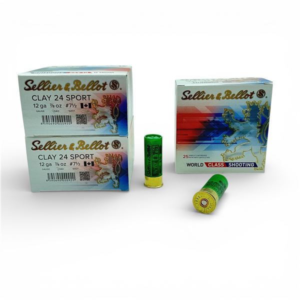 Sellier & Bellot Clay 24 Sport, 12 Ga, 7/8 oz, #7.5 Shot Ammunition, 75 Rounds