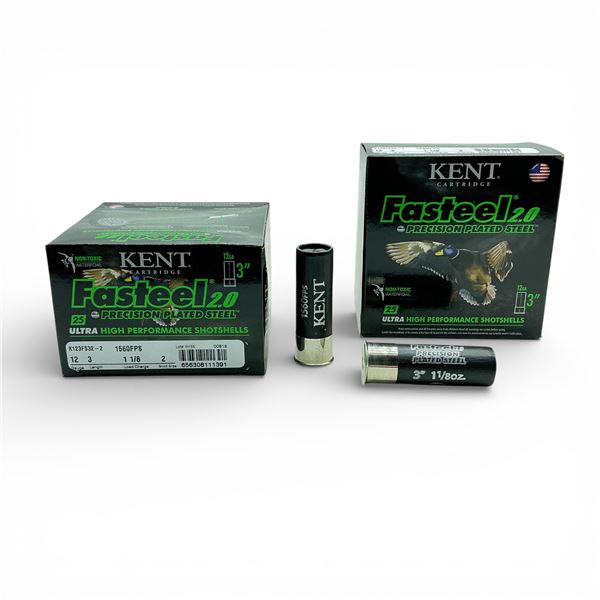 Kent Fasteel 2.0 12 Ga, 3", 1-1/8 oz, #2 Shot Ammunition, 50 Rounds
