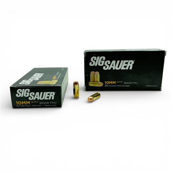 Sig Sauer 10mm Auto, 180 Grain FMJ Ammunition, 100 Rounds