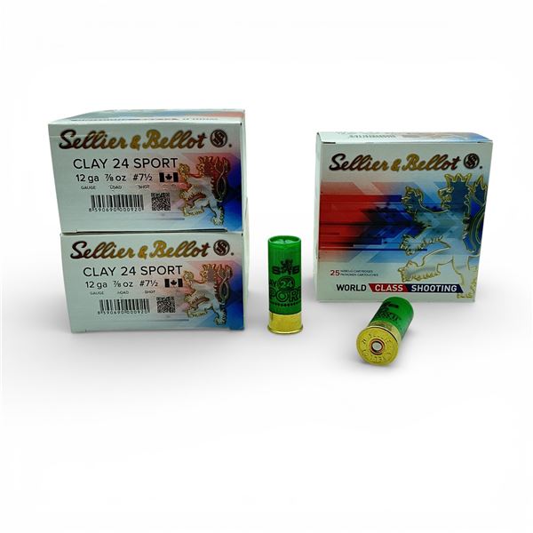 Sellier & Bellot Clay 24 Sport, 12 Ga, 7/8 oz, #7.5 Shot Ammunition, 75 Rounds
