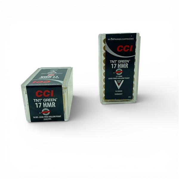 CCI TNT Green 17 HMR, 16 Grain Lead-Free Hollow Point Ammunition, 100 Rounds