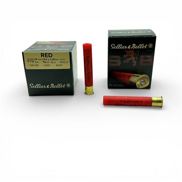 Sellier & Bellot Red 410 Ga, 3", 9/16 oz, #4 Shot Ammunition, 50 Rounds