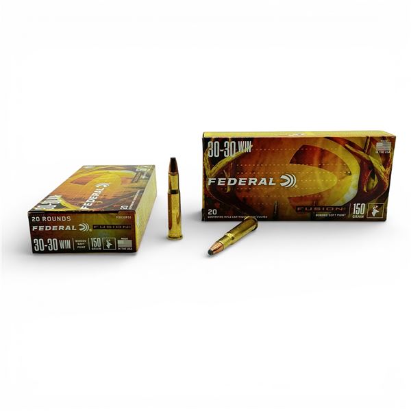 Federal Fusion 30-30 Win, 150 Grain Bonded Soft Point Ammunition, 40 Rounds