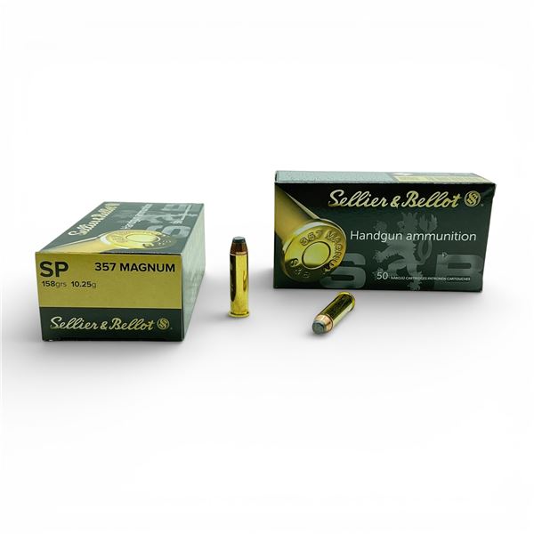 Sellier & Bellot .357 Magnum, 158 Grain SP Ammunition, 100 Rounds