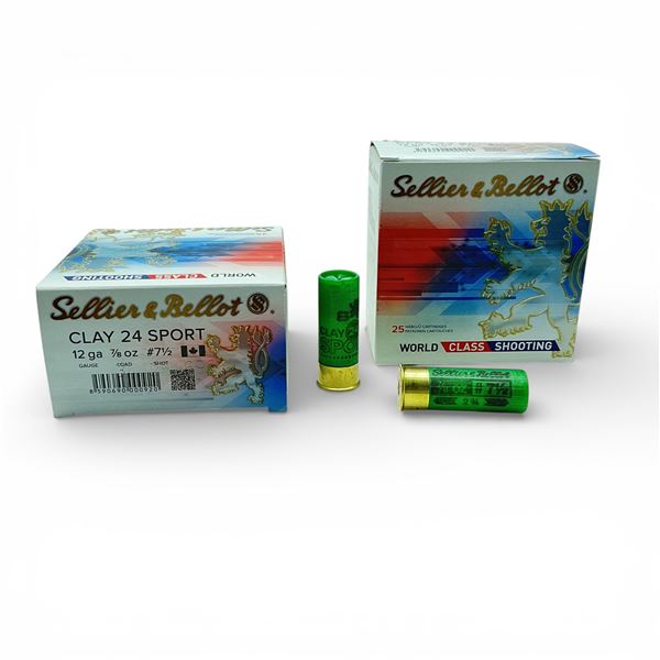 Sellier & Bellot Clay 24 Sport, 12 Ga, 7/8 oz, #7.5 Shot Ammunition, 50 Rounds