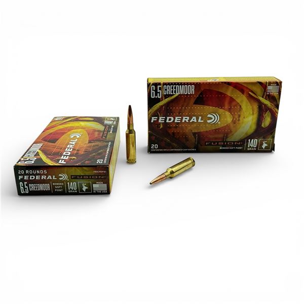 Federal Fusion 6.5 Creedmoor, 140 Grain Bonded Soft Point Ammunition, 40 Rounds