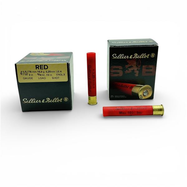 Sellier & Bellot Red 410 Ga, 3", 9/16 oz, #4 Shot Ammunition, 50 Rounds
