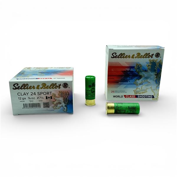Sellier & Bellot Clay 24 Sport, 12 Ga, 7/8 oz, #7.5 Shot Ammunition, 50 Rounds