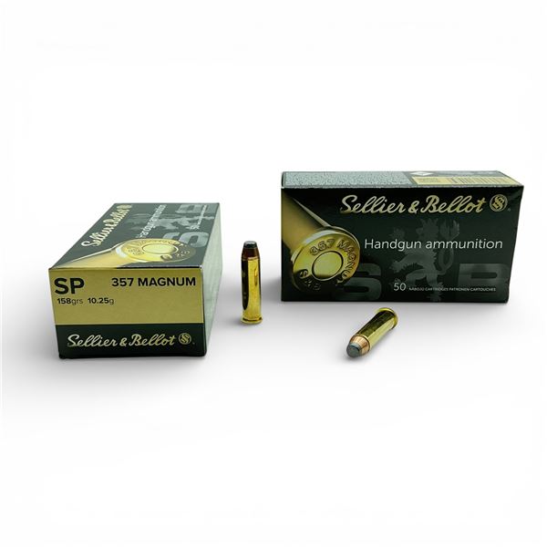 Sellier & Bellot .357 Magnum, 158 Grain SP Ammunition, 100 Rounds