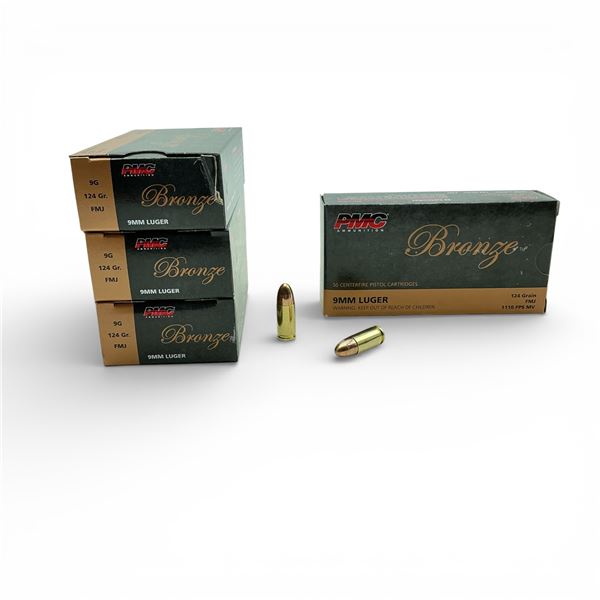 PMC Bronze 9mm Luger, 124 Grain FMJ Ammunition, 200 Rounds