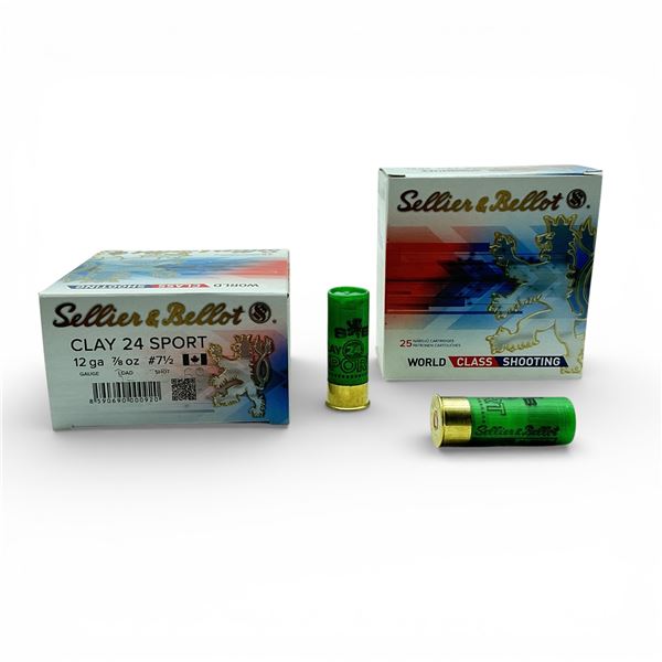 Sellier & Bellot Clay 24 Sport, 12 Ga, 7/8 oz, #7.5 Shot Ammunition, 50 Rounds