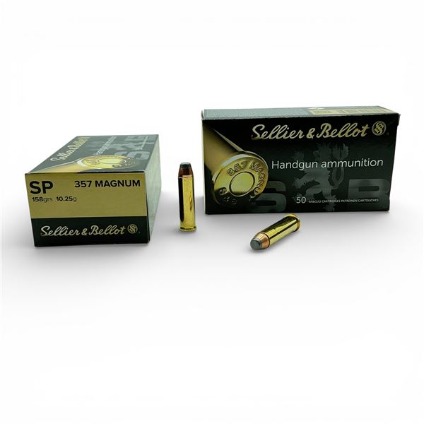 Sellier & Bellot .357 Magnum, 158 Grain SP Ammunition, 100 Rounds