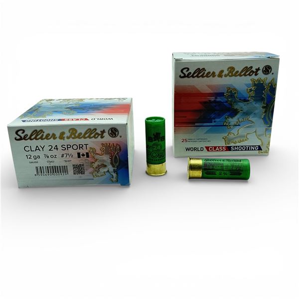 Sellier & Bellot Clay 24 Sport, 12 Ga, 7/8 oz, #7.5 Shot Ammunition, 50 Rounds
