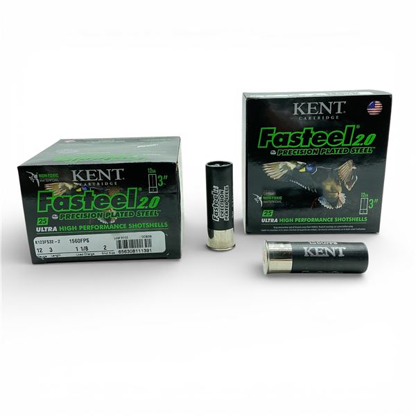 Kent Fasteel 2.0 12 Ga, 3", 1-1/8 oz, #2 Shot Ammunition, 50 Rounds