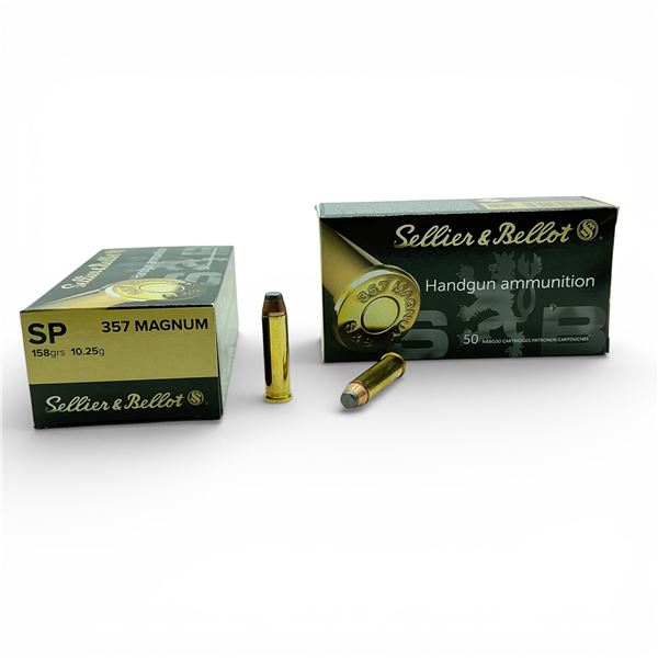Sellier & Bellot .357 Magnum, 158 Grain SP Ammunition, 100 Rounds