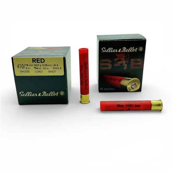 Sellier & Bellot Red 410 Ga, 3", 9/16 oz, #4 Shot Ammunition, 50 Rounds