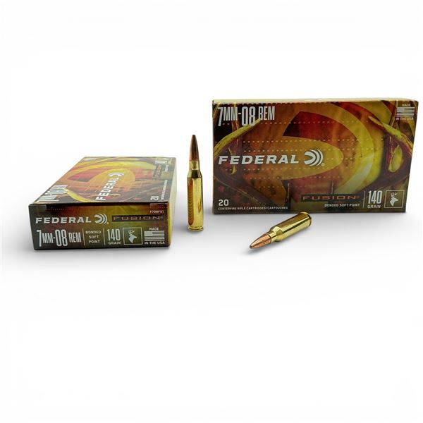 Federal Fusion 7mm-08 Rem, 140 Grain Bonded Soft Point Ammunition, 40 Rounds