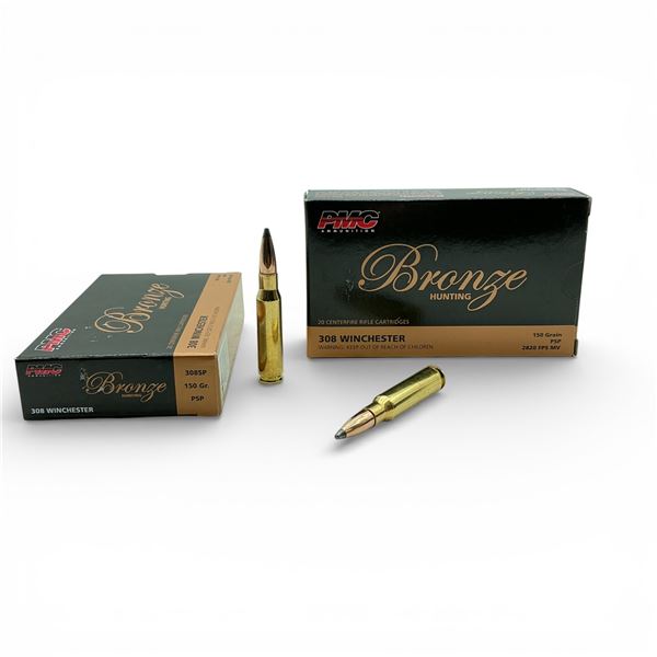 PMC Bronze 308 Win, 150 Grain PSP Ammunition, 40 Rounds