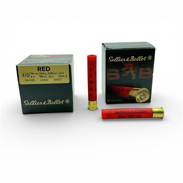 Sellier & Bellot Red 410 Ga, 3", 9/16 oz, #4 Shot Ammunition, 50 Rounds