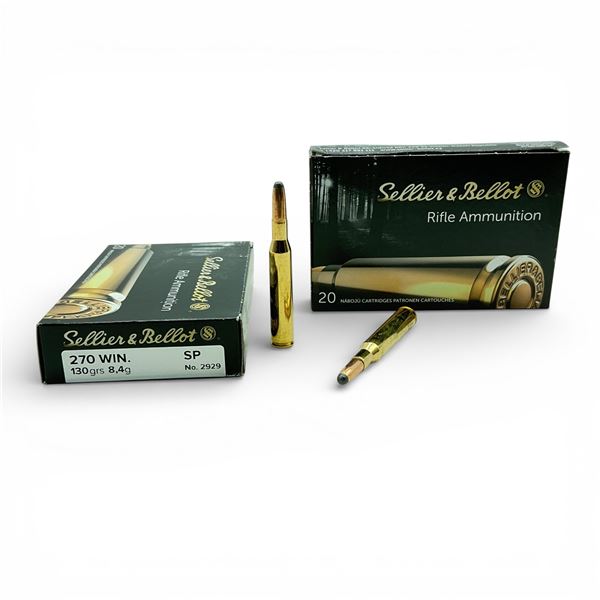 Sellier & Bellot 270 Win, 130 Grain SP Ammunition, 40 Rounds