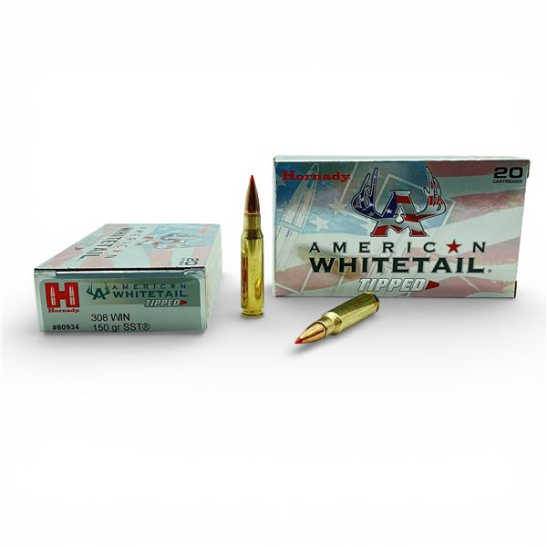 Hornady American Whitetail Tipped 308 Win, 150 Grain SST Ammunition, 40 Rounds