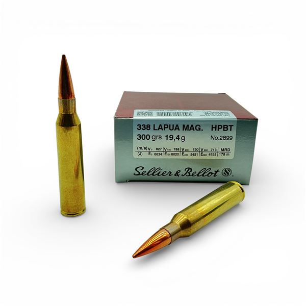 Sellier & Bellot 338 Lapua Mag, 300 Grain HPBT Ammunition, 10 Rounds
