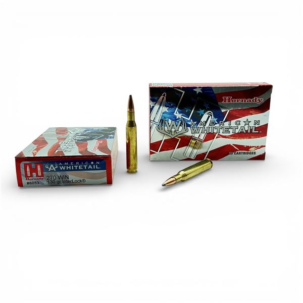 Hornady American Whitetail 270 Win, 130 Grain InterLock Ammunition 40 Rounds