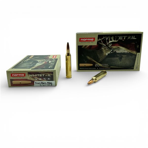 Norma Whitetail 7mm Rem Mag, 150 Grain Ammunition, 40 Rounds