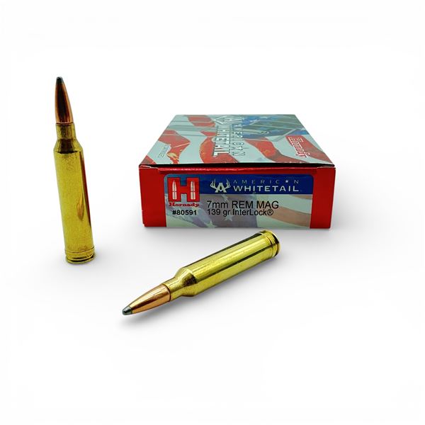 Hornady American Whitetail 7mm Rem Mag, 139 Grain InterLock Ammunition, 20 Rounds