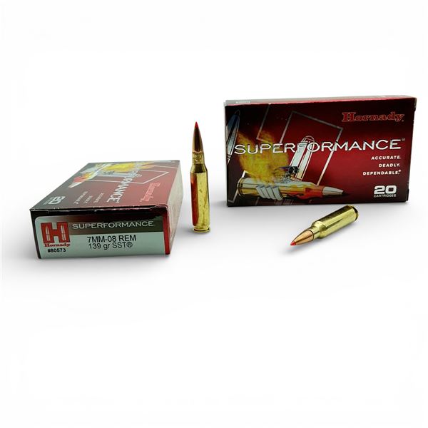 Hornady Superformance 7mm-08 Rem, 139 Grain SST Ammunition, 40 Rounds