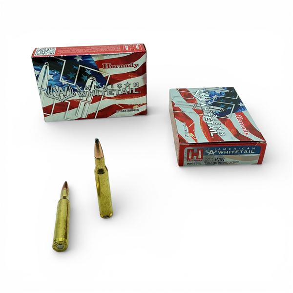Hornady American Whitetail 270 Win, 130 Grain InterLock Ammunition, 40 Rounds