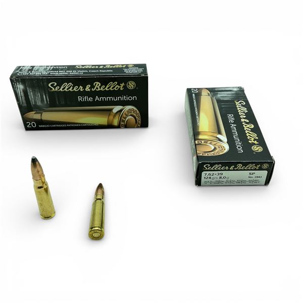 Sellier & Bellot 7.62x39, 124 Grain SP Ammunition, 40 Rounds