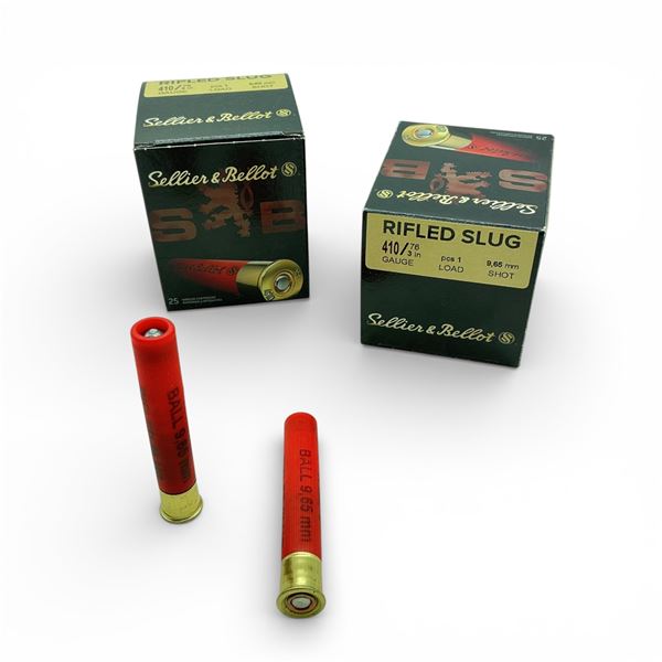 Sellier & Bellot 410 Ga, 3" Rifled Slug Ammunition, 50 Rounds