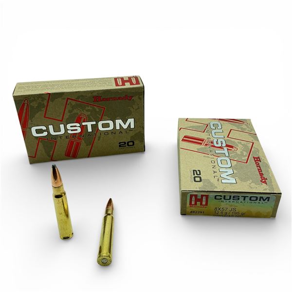 Hornady Custom International 8x57 JS, 195 Grain InterLock SP Ammunition, 40 Rounds