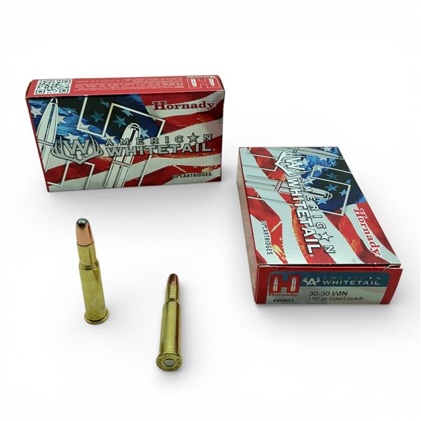 Hornady American Whitetail 30-30 Win, 150 Grain InterLock Ammunition, 40 Rounds