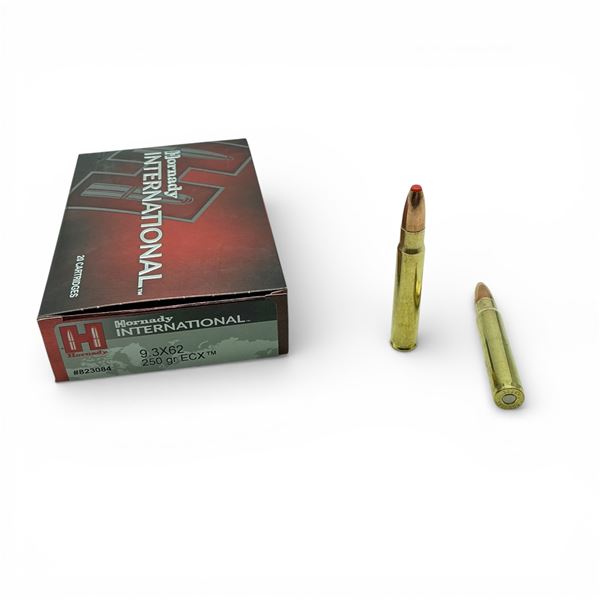 Hornady International 9.3x62, 250 Grain ECX Ammunition, 20 Rounds