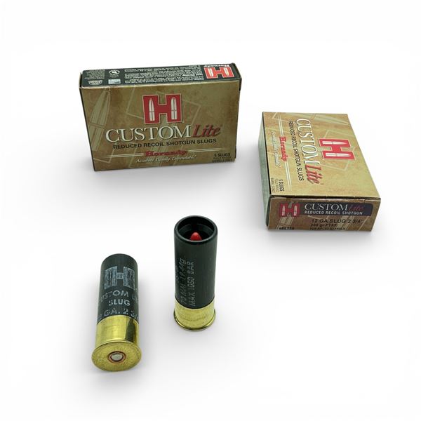 Hornady Custom Lite 12 Ga, 2-3/4", 300 Grain FTX Reduced Recoil Slug Ammunition, 10 Rounds