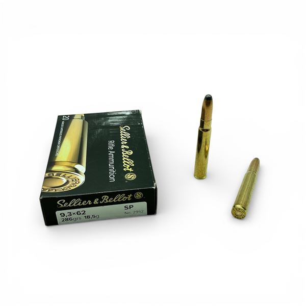 Sellier & Bellot 9.3x62, 286 Grain SP Ammunition, 20 Rounds