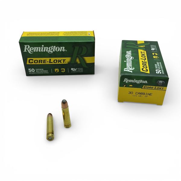 Remington Core-Lokt 30 Carbine, 110 Grain SP Ammunition, 100 Rounds